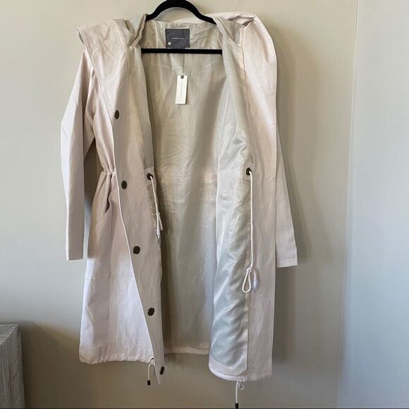 NWT-ANTHRO Stevie Faux Leather Utility Cream Mid Length Jacket - Picture 11 of 16